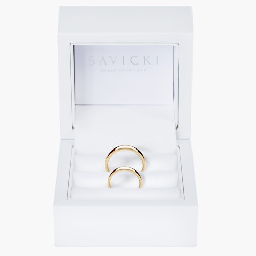 Obrączki ślubne: złote, półokrągłe, 5 mm